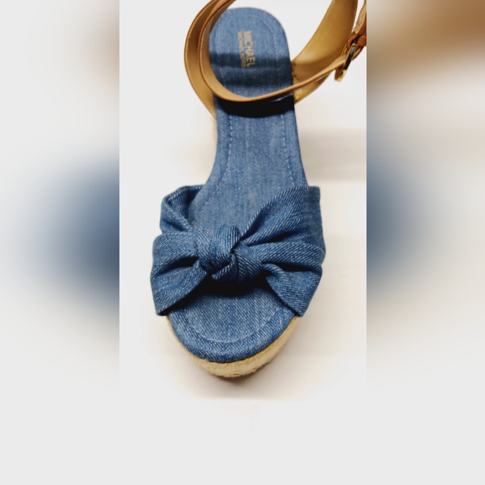 Michael Kors Blue and Tan Women's Wedge Sandals - Picture 9 of 16